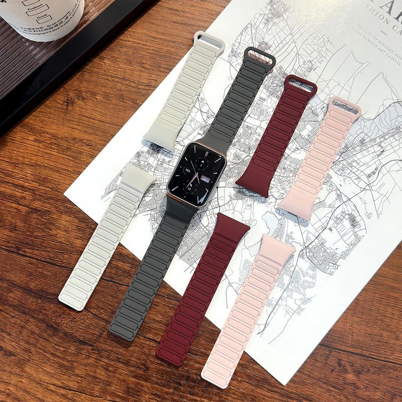 إيروريكس لساعة شاومي الذكية 9 برو / ريدمي 5 سوار ساعة سيليكون مغناطيسي ثلاثي الخرز (وردي ذهبي) - Image 3