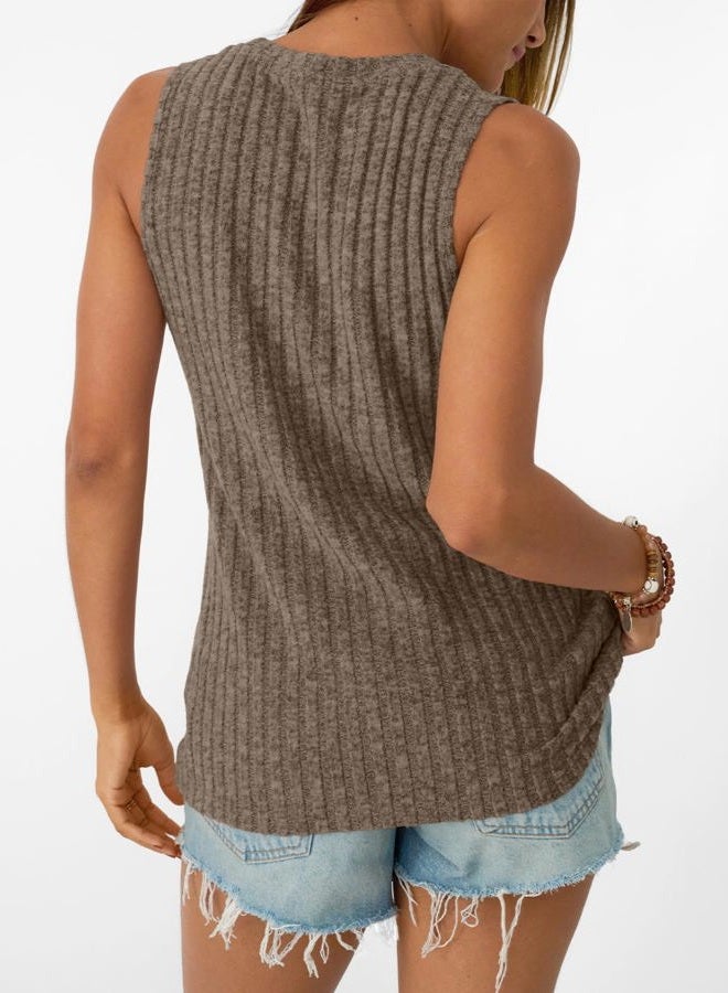 AUTOMET Womens Tank Tops Sleeveless Tunic Shirts Summer Fashion Basic Soft Clothes 2025 Casual Trendy Vacation Spring Outfits, Brown, M - Image 4