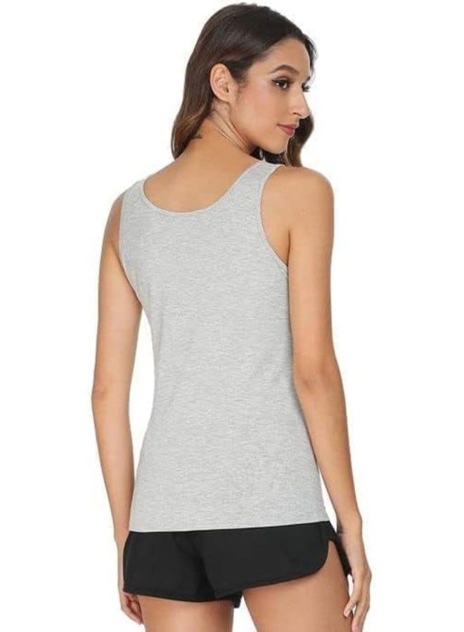 Hanady Basic Women's Plain Stretch Cotton Tank Top - 3 Pack, Comfortable and Lightweight for Everyday Use - Image 2