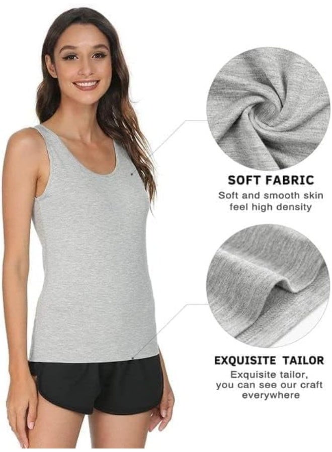 Hanady Basic Women's Plain Stretch Cotton Tank Top - 3 Pack, Comfortable and Lightweight for Everyday Use - Image 4