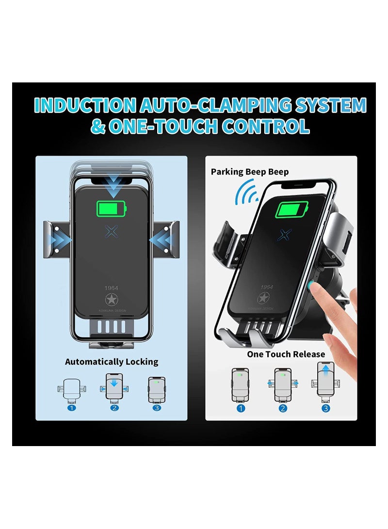 SYOSI Sahara Pro Smart Wireless Car Charger, Electromagnetic Sense, Qi 15W Professional Quick Charge, Universal Car Phone HolderMount, All Auto Models Compatible, for iPhoneSamsungGoogleXiaomi. - Image 2