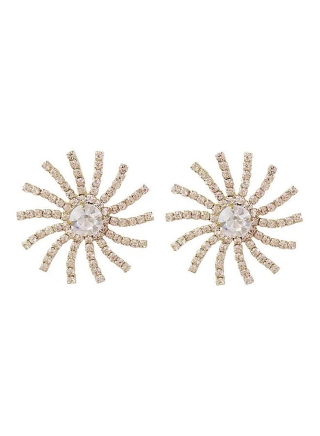 NIBEMINENT 925 Sterling Silver Rhinestone Sun Flower Earrings  - Image 1