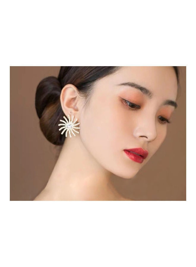 NIBEMINENT 925 Sterling Silver Rhinestone Sun Flower Earrings  - Image 5
