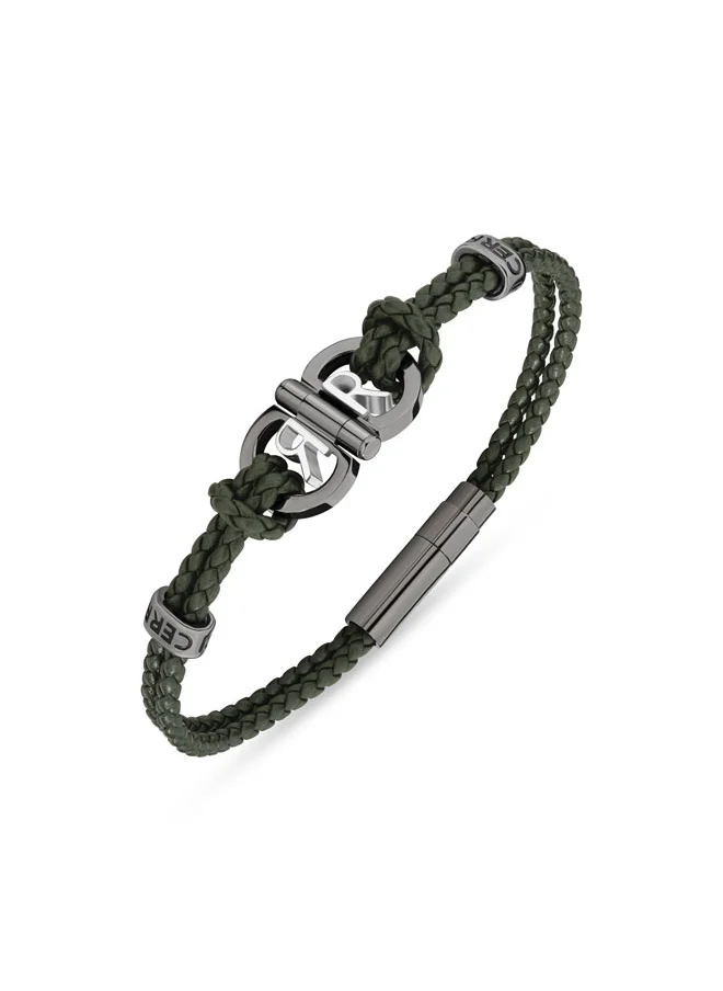 شيروتي 1881 Braulia BraceletDual Olive Leather Design with Iconic 'CRR' Logo for MenClassic Style by Cerruti 1881