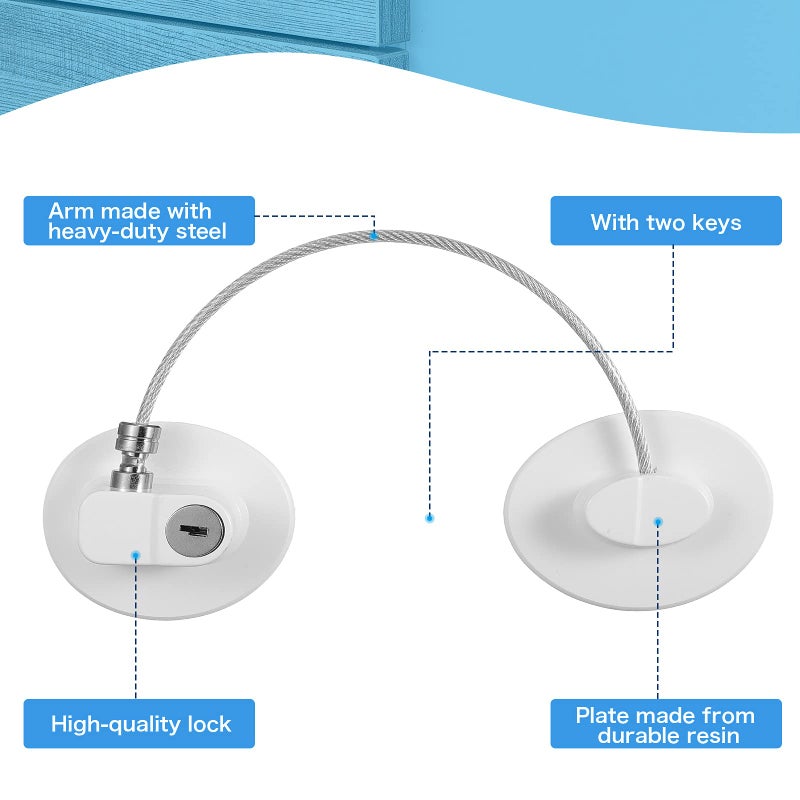 Hotop 8 Pieces Refrigerator Locks for Children Adults with 10 Keys, Fridge Lock, Freezer Door Safety Cabinet Lock and Child Safety Cabinet Locks with Strong Adhesive (White) - Image 4