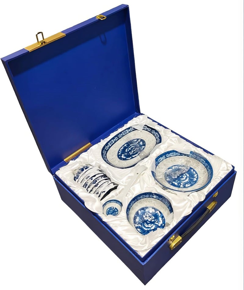 UNIWARE Ceramic Dinnerware Sets with Gift Box 36 pc China Blue - Image 1