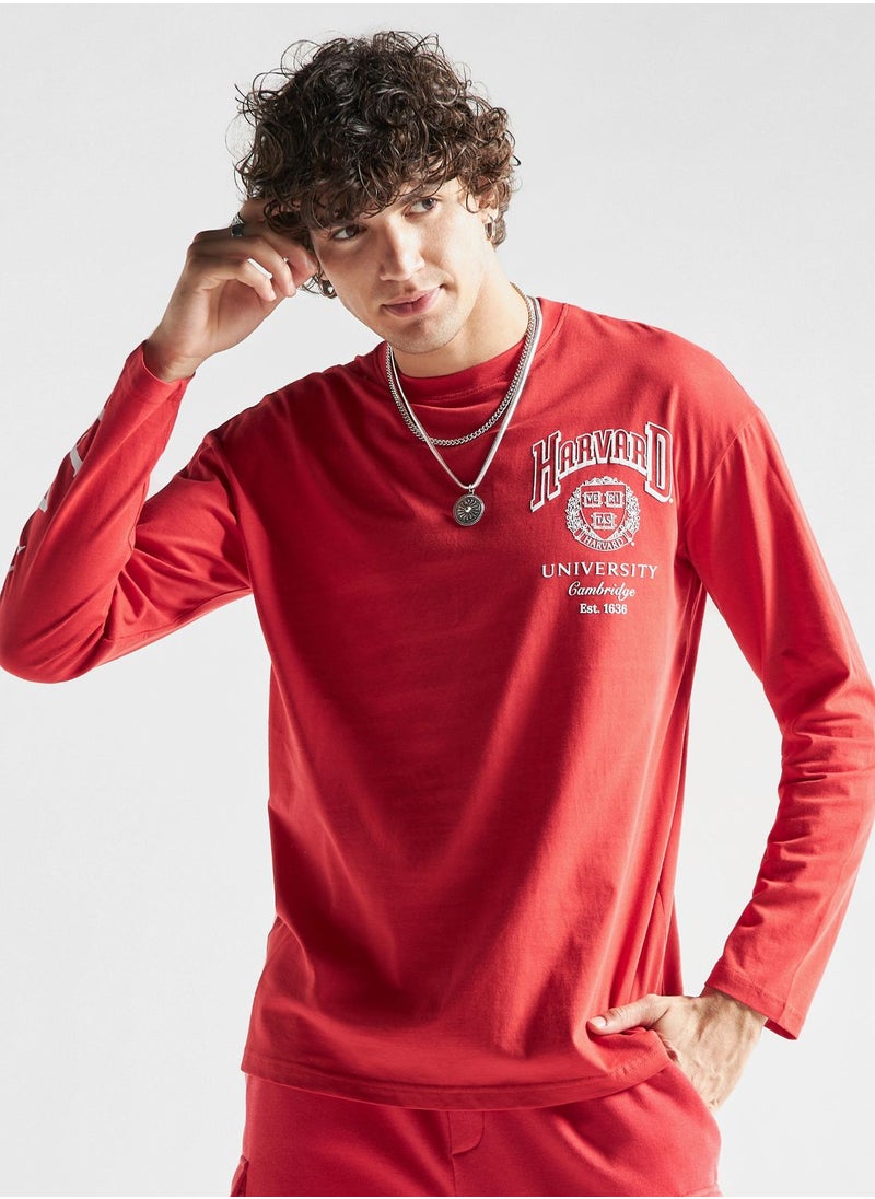 FAV Text Print Crew Neck T-Shirt  - Image 1