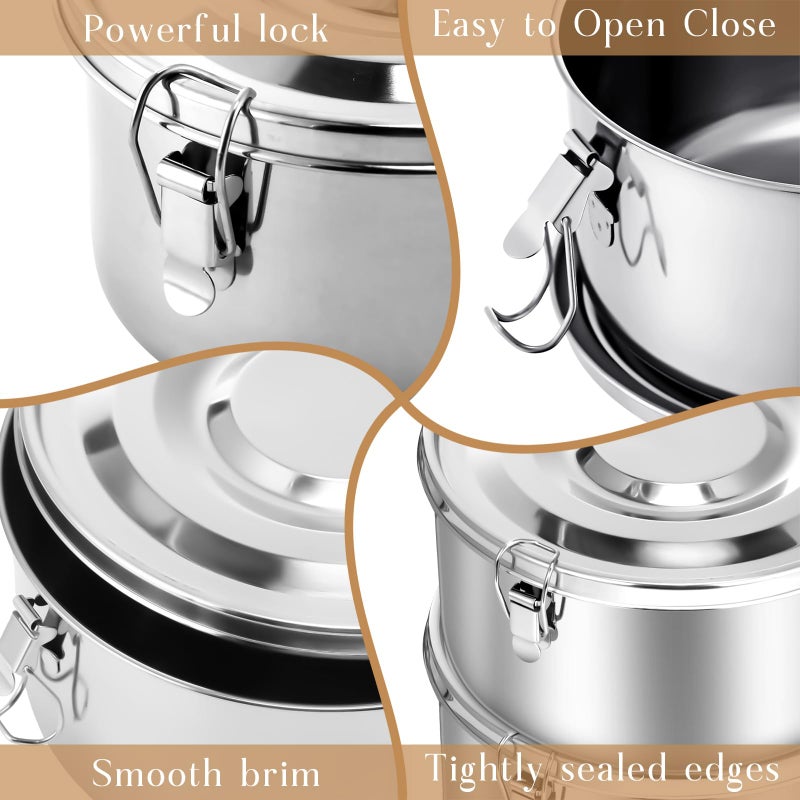Skybooly 6 Pcs Stainless Steel Bento Box with Lockable Clips to Leak Proof Food Storage Containers Metal Lunch Container, Reusable Dishwasher Safe Lunch Snack Boxes, 6 Sizes - Image 3