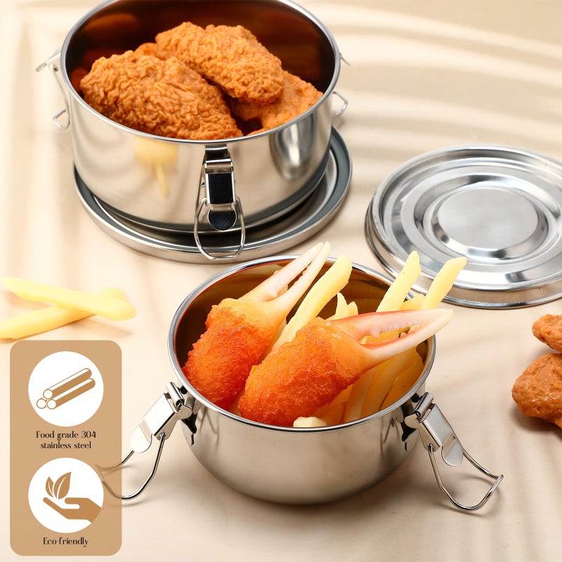 Skybooly 6 Pcs Stainless Steel Bento Box with Lockable Clips to Leak Proof Food Storage Containers Metal Lunch Container, Reusable Dishwasher Safe Lunch Snack Boxes, 6 Sizes - Image 4