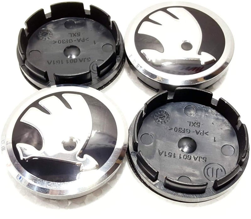 Skoda 4 x 56 mm Black Wheel Centre Caps Badges Fits Fabia, Octavia, Superb, Yeti - Image 2