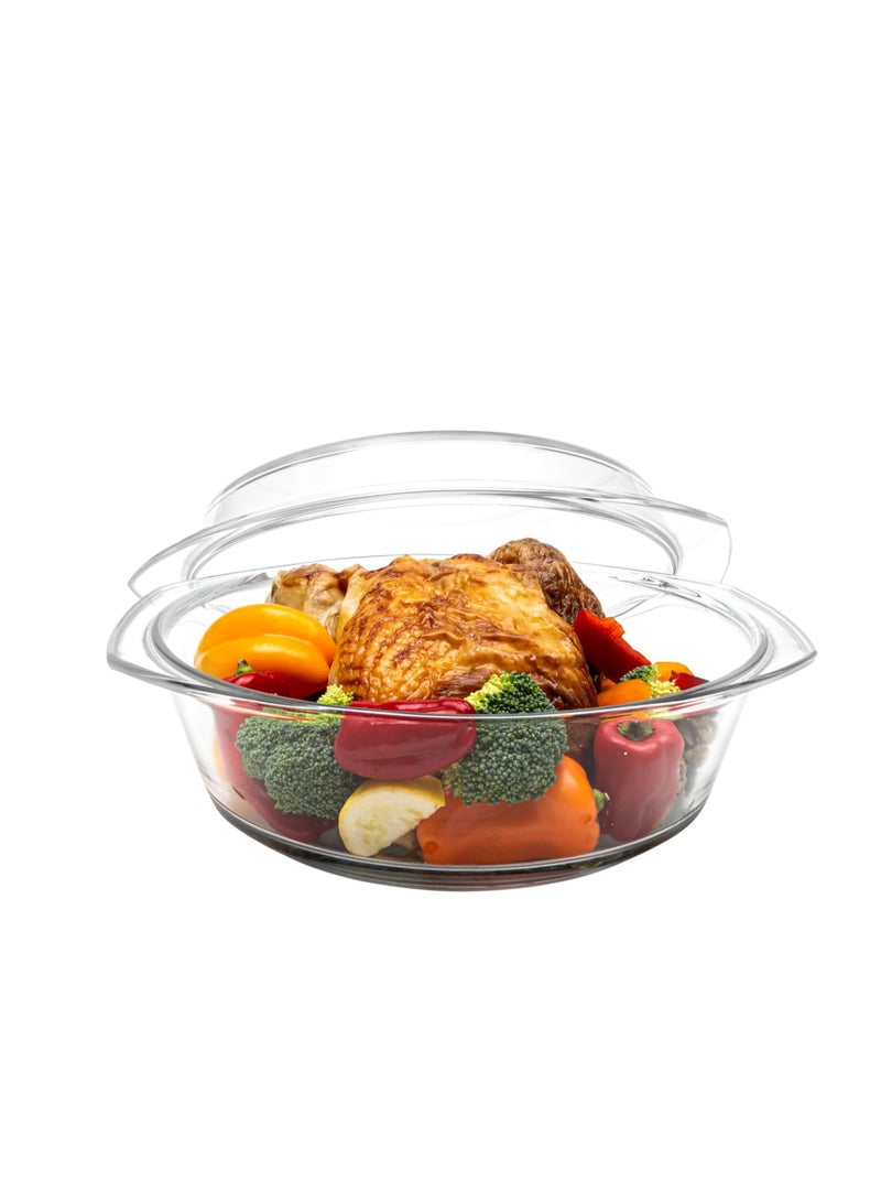 Simax Casserole Dish with Lid, 3.5 Quart Round Glass Casserole Dishes for Oven with Lid and Handles, Baking Dishes for Oven, Covered Bowl for Cooking, Baking, Serving, Microwave, Dishwasher, and Oven Safe Cookware - Image 1