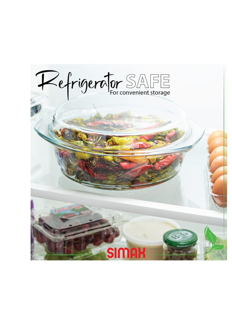 Simax Casserole Dish with Lid, 3.5 Quart Round Glass Casserole Dishes for Oven with Lid and Handles, Baking Dishes for Oven, Covered Bowl for Cooking, Baking, Serving, Microwave, Dishwasher, and Oven Safe Cookware - Image 4