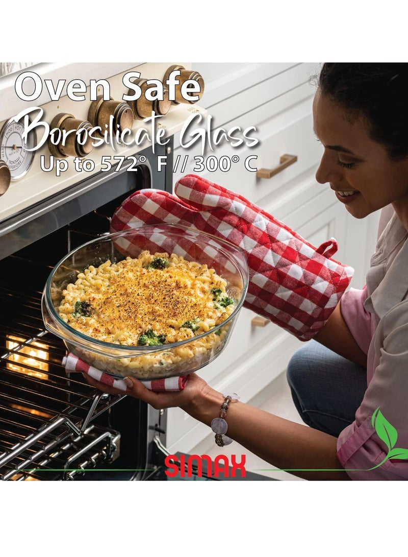 Simax Casserole Dish with Lid, 3.5 Quart Round Glass Casserole Dishes for Oven with Lid and Handles, Baking Dishes for Oven, Covered Bowl for Cooking, Baking, Serving, Microwave, Dishwasher, and Oven Safe Cookware - Image 3