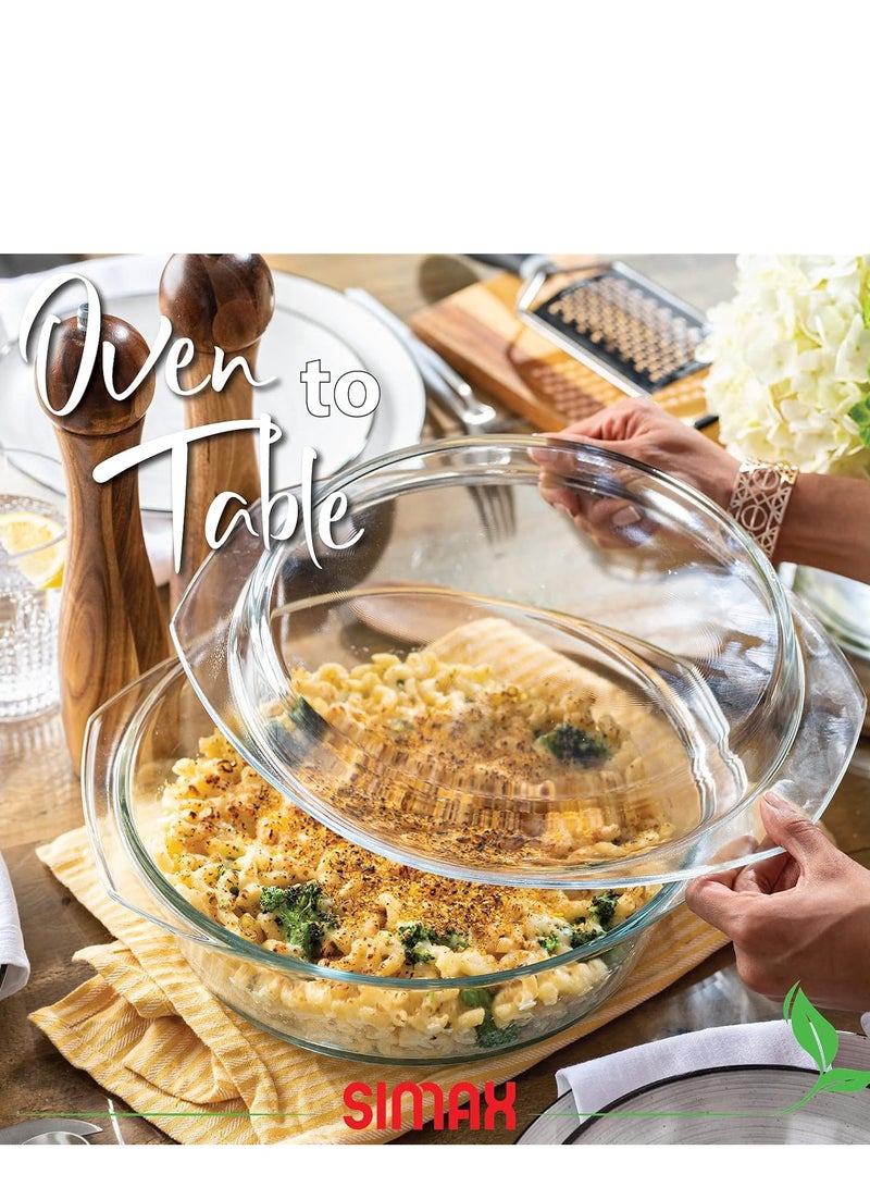 Simax Casserole Dish with Lid, 3.5 Quart Round Glass Casserole Dishes for Oven with Lid and Handles, Baking Dishes for Oven, Covered Bowl for Cooking, Baking, Serving, Microwave, Dishwasher, and Oven Safe Cookware - Image 5