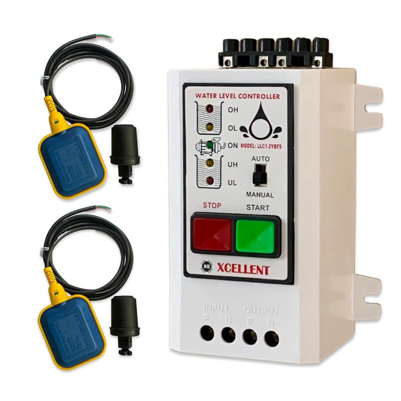 Microtail Fully Automatic Water Level Controller & indicator with 2 Float Level Sensors, Single Phase 230V AC - Image 1