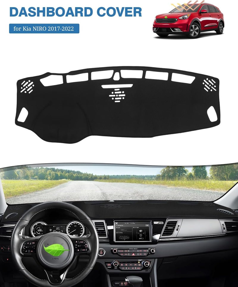 FIILINES Dash Cover Fit for 2017-2022 Kia NIRO Accessories Sunshade Non-Slip Mesh Dash Cover for NIRO Accessories Dashboard Cover Mat UV Protector No Glare Black - Image 2