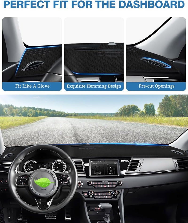 FIILINES Dash Cover Fit for 2017-2022 Kia NIRO Accessories Sunshade Non-Slip Mesh Dash Cover for NIRO Accessories Dashboard Cover Mat UV Protector No Glare Black - Image 4