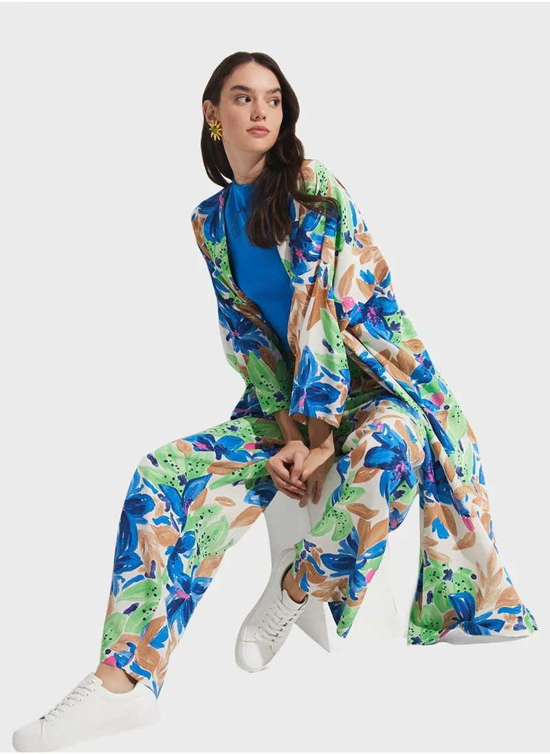 JUNE Floral Print High Waist Pants