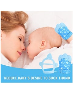 bbet 2PCS Baby Teether, Baby Teething Set, Includes Baby Chew Toy and Silicone Mitten Teether Glove, Infant Soothing Pain Relief for Baby hand Teething  Baby Teether Toys Teething Toy  - Image 4