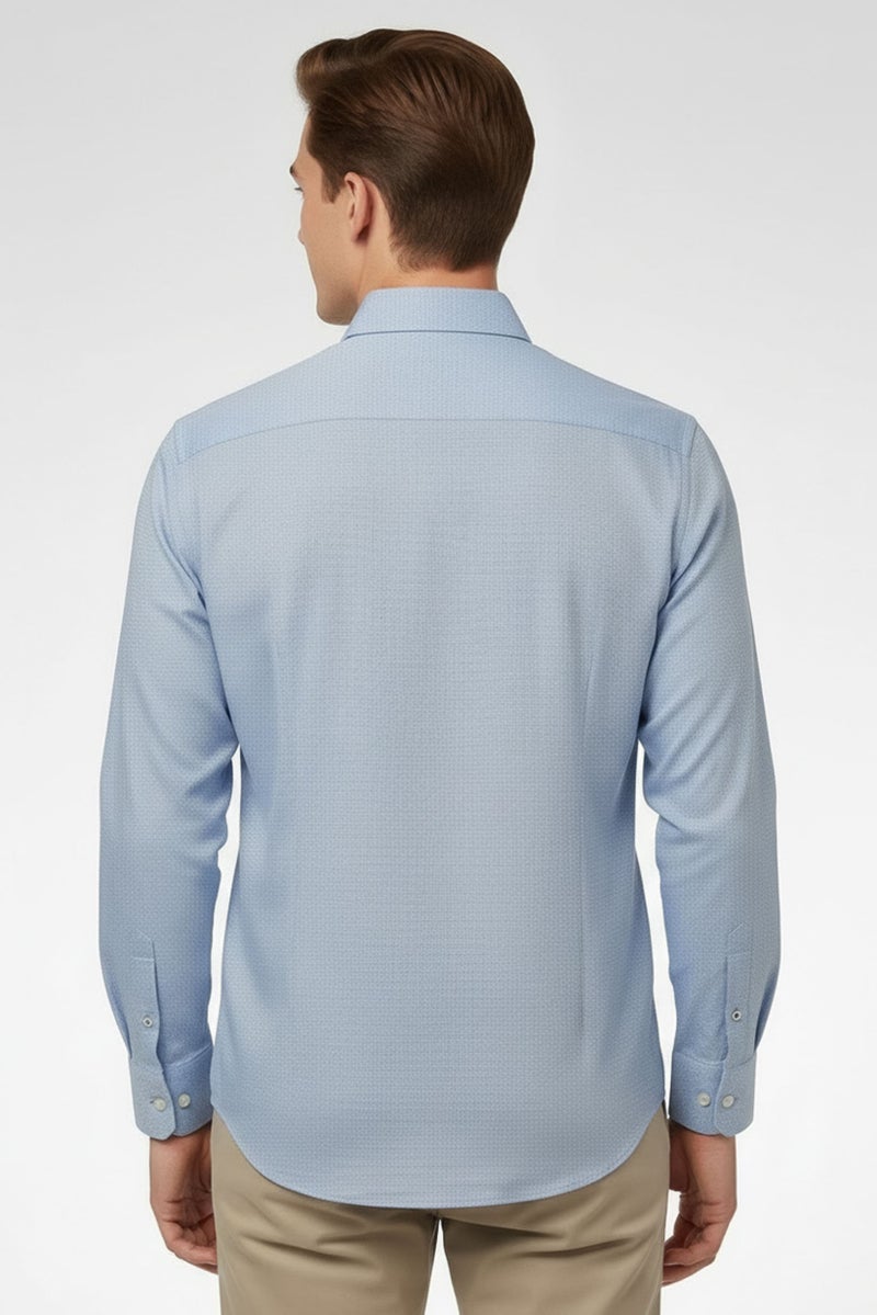 SELECTED Men Slim Fit Textured Long Sleeve Casual Shirt, Light Blue - Image 4