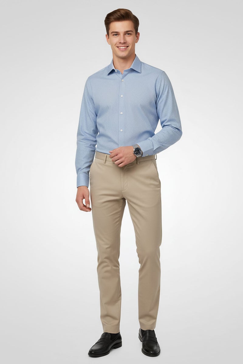 SELECTED Men Slim Fit Textured Long Sleeve Casual Shirt, Light Blue - Image 2