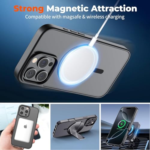 keeshar MagPro case for Apple iPhone 16 Pro | MagSafe Compatible Protective Cover with Strong Magnetic Adsorption, Shockproof Armor, Scratch Resistant Polycarbonate Hard Back | Translucent Matte Black - Image 2