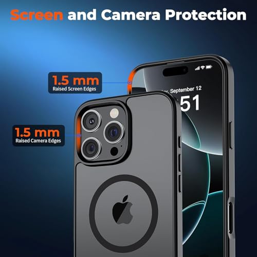 keeshar MagPro case for Apple iPhone 16 Pro | MagSafe Compatible Protective Cover with Strong Magnetic Adsorption, Shockproof Armor, Scratch Resistant Polycarbonate Hard Back | Translucent Matte Black - Image 4