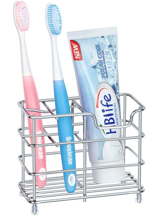 BeFunky Stainless Steel Bathroom Toothbrush Holder Stand Sturdy Storage with Multi-Functional 5 Slots (Silver) - Image 1