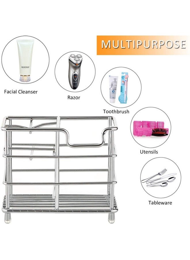 BeFunky Stainless Steel Bathroom Toothbrush Holder Stand Sturdy Storage with Multi-Functional 5 Slots (Silver) - Image 4