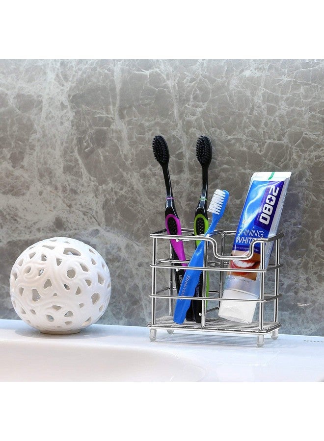 BeFunky Stainless Steel Bathroom Toothbrush Holder Stand Sturdy Storage with Multi-Functional 5 Slots (Silver) - Image 2