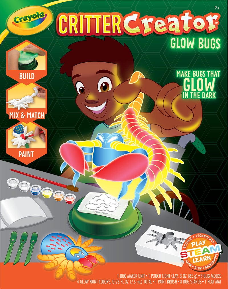 Crayola Glow in The Dark Critter Creator, Clay Bug Toy Kit for Kids, Fake Bug Molds, Includes Crayola Clay & Paint, Gift for Kids, Ages 7+ - Image 1