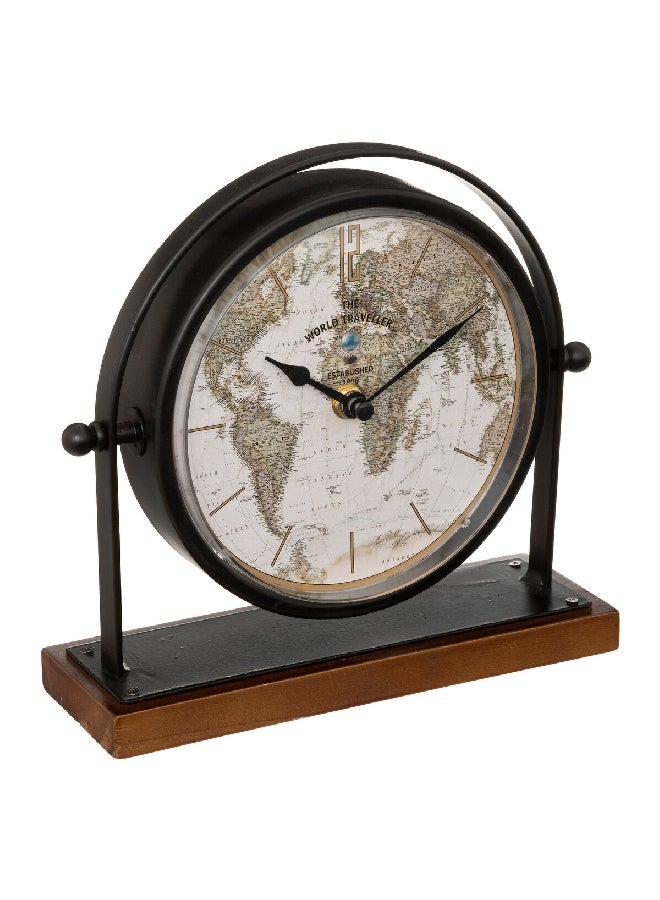 atmosphera Flavia Retro Style Decorative Standing Round Analog Table Clock Black 20 cm 193118 - Image 1