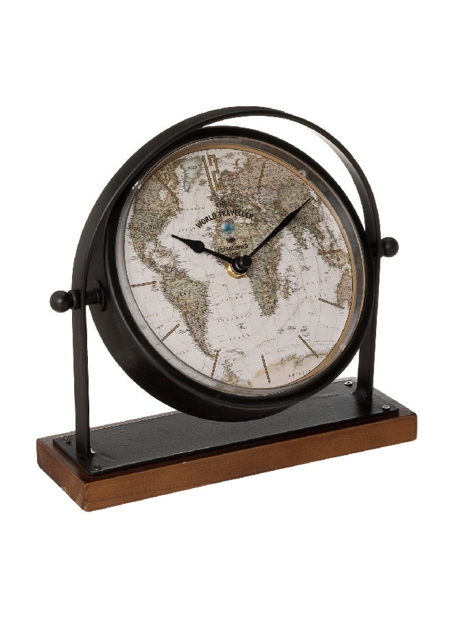 atmosphera Flavia Retro Style Decorative Standing Round Analog Table Clock Black 20 cm 193118 - Image 2