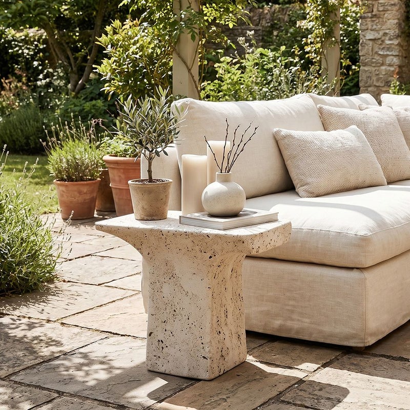 DANUBE HOME Mgo T-Table | All Weather 1 Piece Outdoor Table | Modern Design Furniture For Balcony, Garden Bench Seating Terrace Lawn Patio Poolside - L50.8xW33xH35.5cm -Multi Color - Image 4