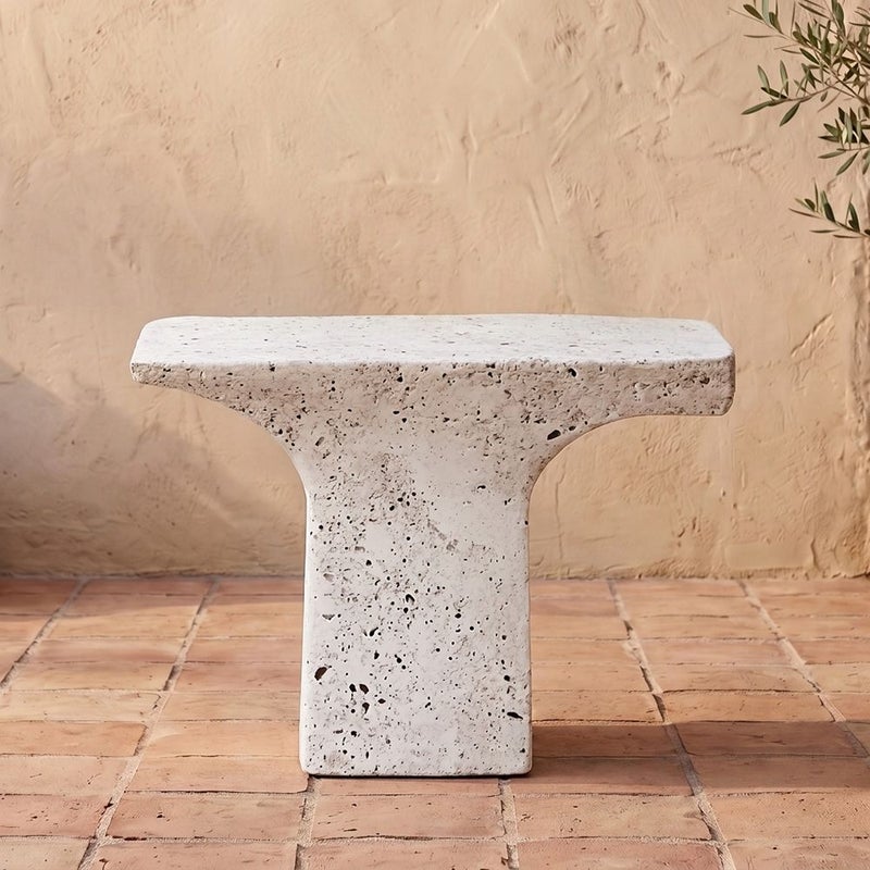 DANUBE HOME Mgo T-Table | All Weather 1 Piece Outdoor Table | Modern Design Furniture For Balcony, Garden Bench Seating Terrace Lawn Patio Poolside - L50.8xW33xH35.5cm -Multi Color - Image 1