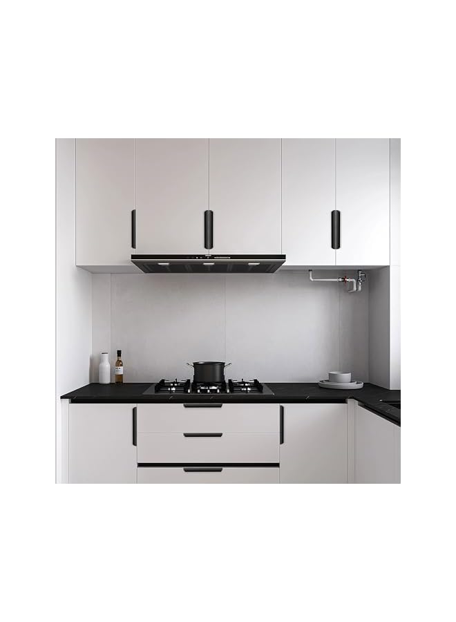 The Bros Cabinet Handles - 10 Pack Finger Pulls for Cabinets and Drawers - Sleek Aluminum Concealed Cabinet Drawer Handle Pull for Wardrobe, Kitchen (10, Black, Overall 3.15" (Hole 2.52")) - Image 3