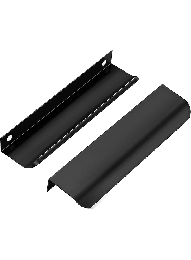 The Bros Cabinet Handles - 10 Pack Finger Pulls for Cabinets and Drawers - Sleek Aluminum Concealed Cabinet Drawer Handle Pull for Wardrobe, Kitchen (10, Black, Overall 3.15" (Hole 2.52")) - Image 1