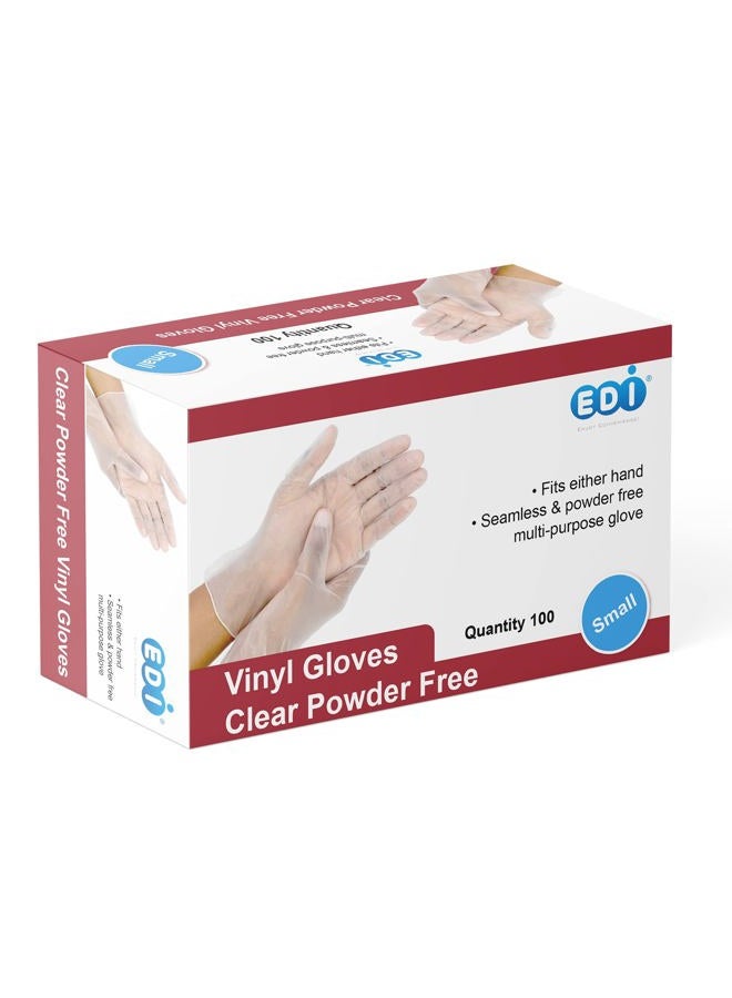 EDI Disposable Vinyl Gloves (Clear) - Powder-Free, Latex-Free (100, X-Large) - Image 1