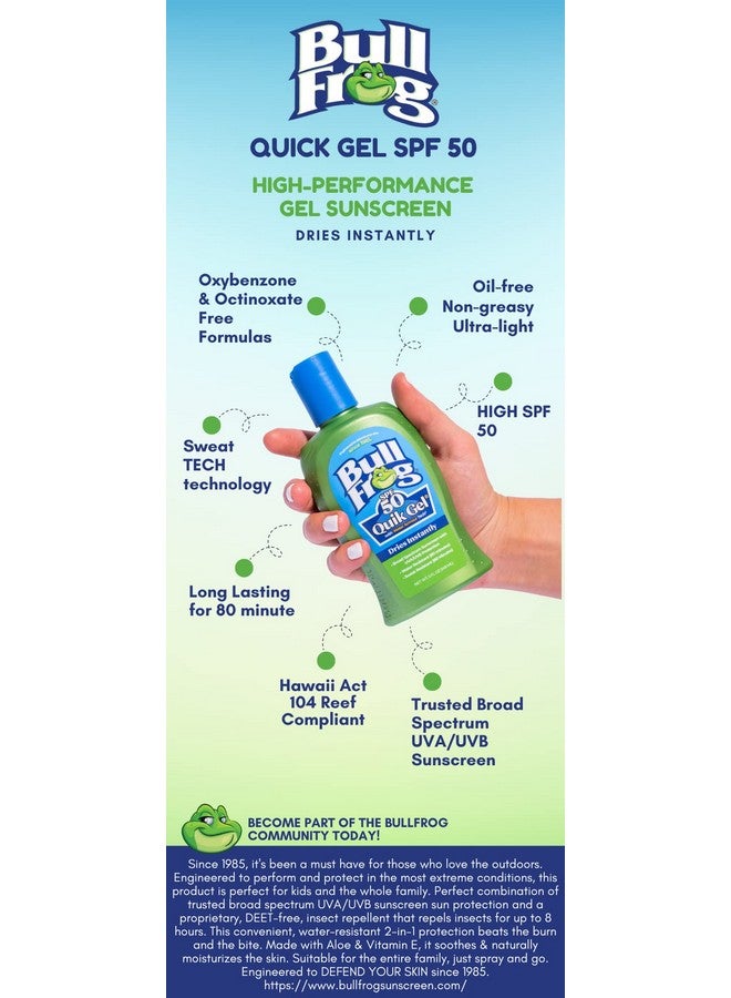 BullFrog Quik Gel Sunscreen Spf 50 Oxybenzone & Octinoxate Free Broad Spectrum Moisturizing Uva/Uvb 5Oz 2 Pack - Image 5