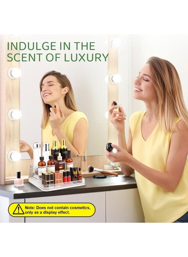 منظم رف أكريليك بـ 3 طبقات، حامل عرض ومنظم فانيتي للعطور والمكياج ومستحضرات التجميل والكاب كيك والمجسمات البلاستيكية، تصميم متعدد الاستخدامات للمنزل والحمام والمكتب والمتاجر، يعرض أغراضك بشكل أنيق ومرتب-شفاف - Image 4