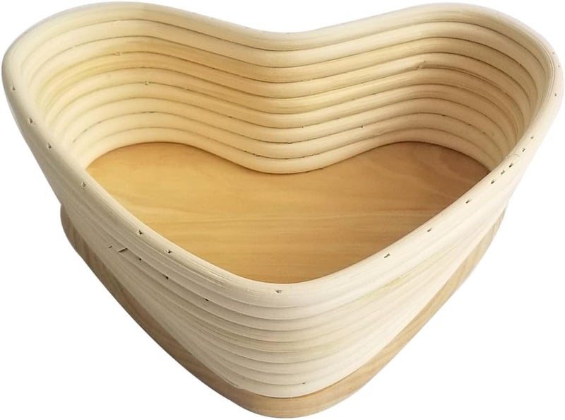 Beavorty Natural Vine Heart Shape Proofing Basket with Cover, Large 24.5x22x7.5cm Unbleached Baking Basket for Sourdough Bread Dough Rising and Baking Accessories - Image 1