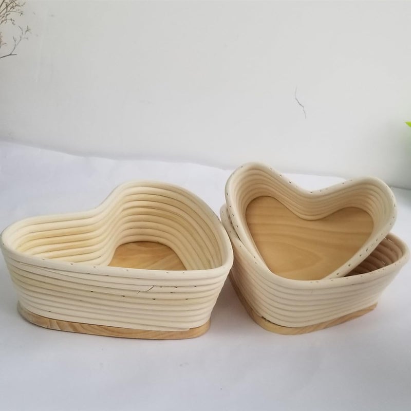 Beavorty Natural Vine Heart Shape Proofing Basket with Cover, Large 24.5x22x7.5cm Unbleached Baking Basket for Sourdough Bread Dough Rising and Baking Accessories - Image 4