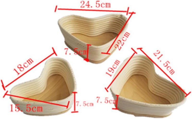 Beavorty Natural Vine Heart Shape Proofing Basket with Cover, Large 24.5x22x7.5cm Unbleached Baking Basket for Sourdough Bread Dough Rising and Baking Accessories - Image 2