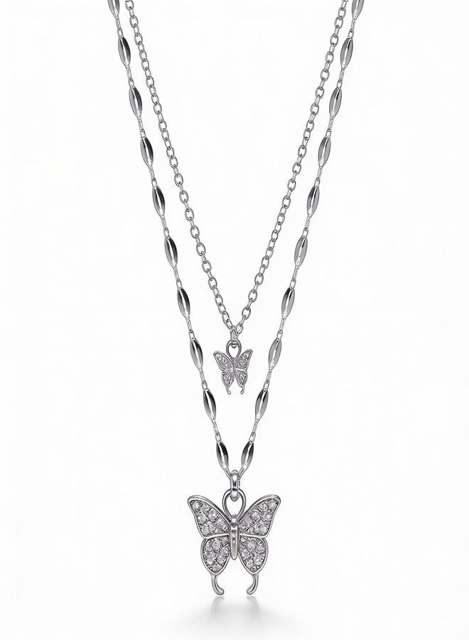 CZMZHFC 9 Pcs Y2K Necklace Set for Women, Goth Grunge Jewelry with Gothic Cross, Fairy Angel, Heart Wings, Butterfly, Pink Rhinestone Pendant and Choker for Friends Family on Birthday Holiday (Sivcer 2) - Image 5