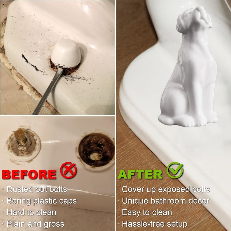 2pcs White Ceramic Toilet Bolt Caps Decorative Screw Cover Covers For Bottom Of Toilet Bowl Bathroom Decor Easy To Install - Image 2