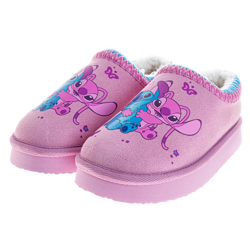 Josmo Lilo and Stitch Clog Slippers for Girls - Stitch and Angel Fur Lined Clogs Comfort Warm Soft Plush Lightweight House Shoes - Purple Pink (size 11-12 Little Kid) - Image 1