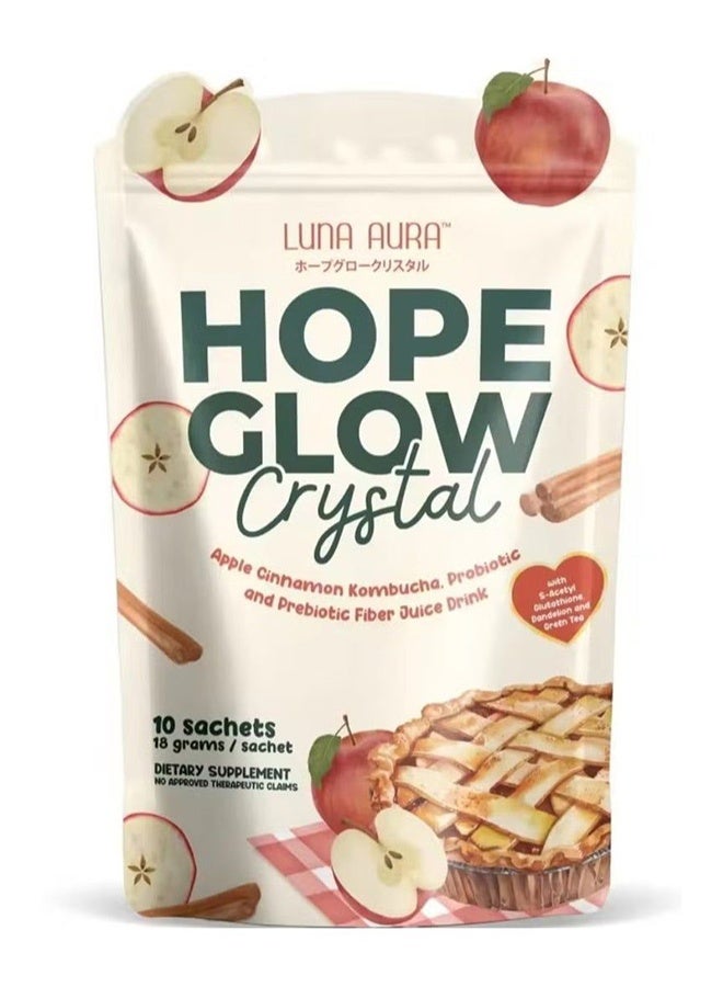 لونا أورا مشروب عصير لونا أورا هوب جلو مع تفاح كريستالي، قرفة، كومبوتشا، ألياف بريبايوتيك (١٠ أكياس)