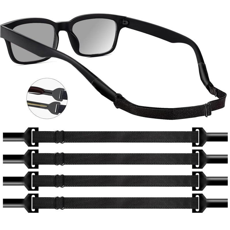 KECHIO Adjustable Glasses Strap Eyeglasses Strap 4 Pack Sunglasses Strap No Tail Eye Glasses Holders around Neck for Men Women Kids Eyeglass Holders Sports Glasses Strap Black (9.5-13.5 inch) 1 - Image 1