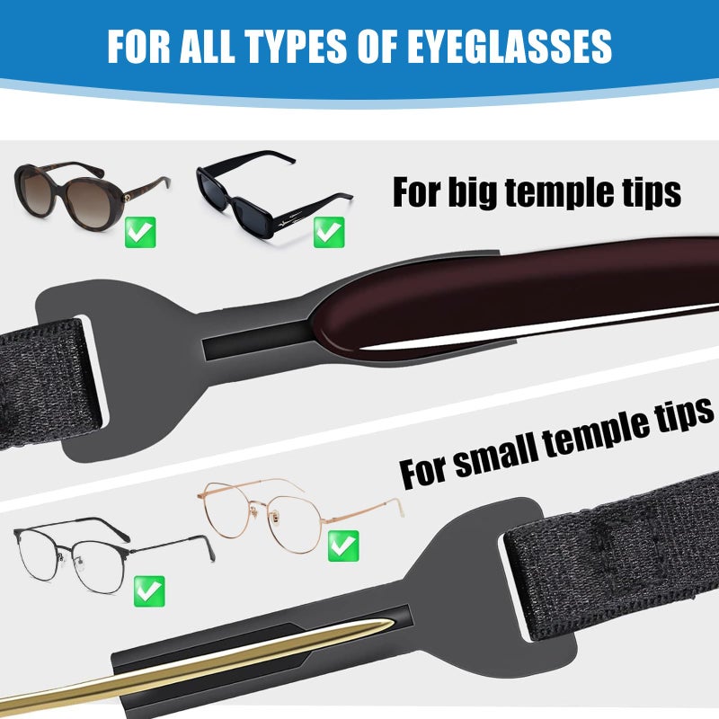 KECHIO Adjustable Glasses Strap Eyeglasses Strap 4 Pack Sunglasses Strap No Tail Eye Glasses Holders around Neck for Men Women Kids Eyeglass Holders Sports Glasses Strap Black (9.5-13.5 inch) 1 - Image 5