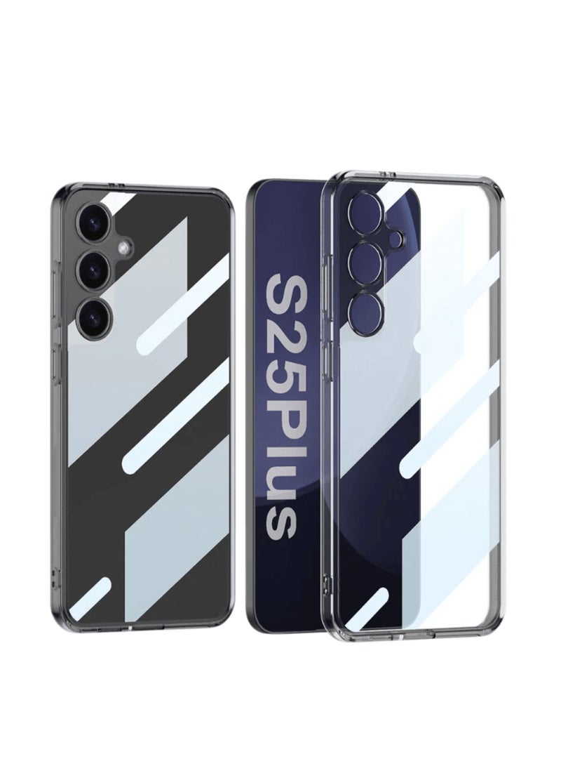 Crystal Transparent protection Case Compatible with Samsung Galaxy S25 Plus (2025) Shockproof Full Coverage Slim and Hard Phone Cover and Support Wireless Charging with Pen Slot Design